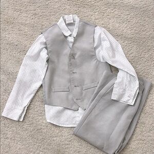 Boys Gray and White Vest Set